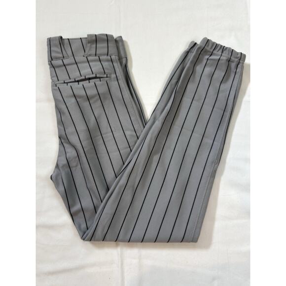 Champro‎ Men's Pinstripe Baseball Pants Elastic Cuff Medium Gray W/ Black Stripe - Picture 3 of 8